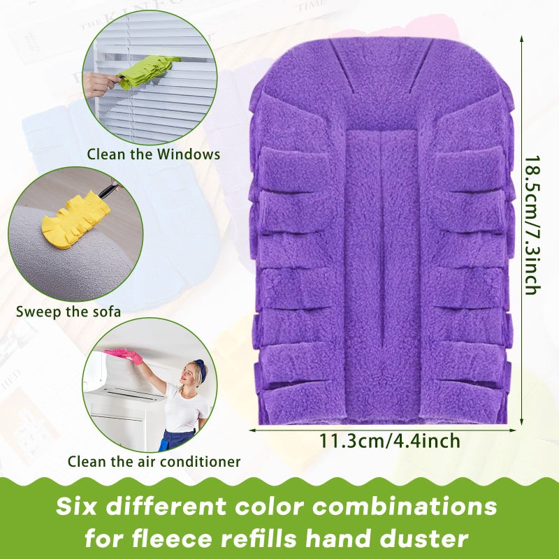 Zubebe 40 Pcs Duster Refill Fleece Refills Hand Dusters Cleaning Reusable Pads Washable for Cleaning Ceiling Fan Hardwoods Window Kitchen Floor, Rainbow Colors (Dark Color) - Image 2